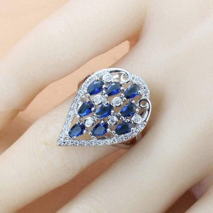Planet Gates Blue  Ring / 7 925 Sterling Silver With Natural Stone CZ Jewelry Sets For Women Fashion Wedding Party Costume Women Sets