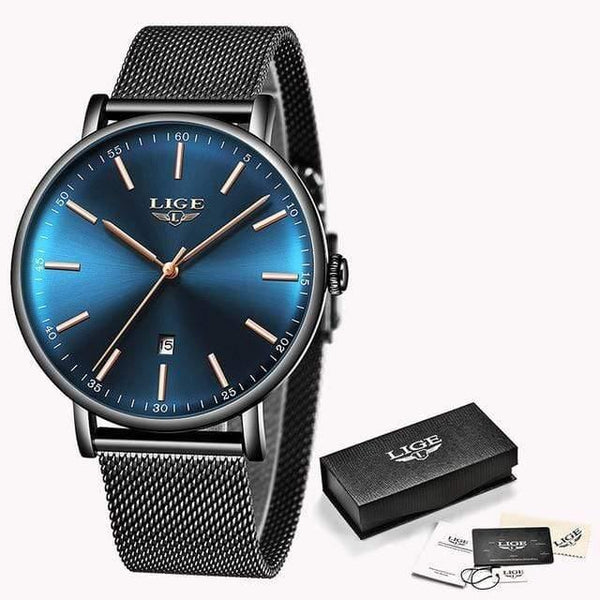Planet Gates Blue rose blue Women's Watch  Top Brand Luxury Women Fashion Casual All Steel Ultra-Thin Mesh Belt Quartz Clock Relogio Feminino+Box