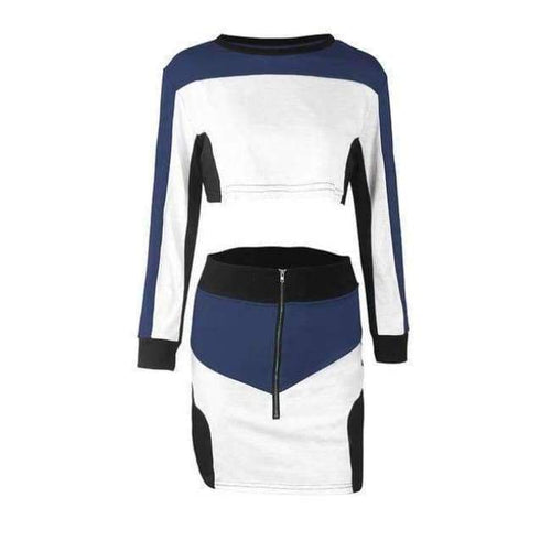 Planet Gates Blue / S / China Autumn women crop tops and Mini Skirts Sets 2Pcs Women Tracksuit SweatshirtS 2 piece set women matching sets