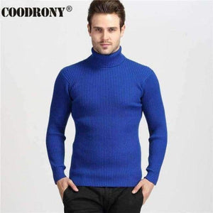 Planet Gates Blue / S COODRONY Winter Thick Warm Cashmere Sweater Men Turtleneck Mens Sweaters Slim Fit Pullover Men Classic Wool Knitwear Pull Homme