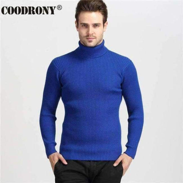 Planet Gates Blue / S COODRONY Winter Thick Warm Cashmere Sweater Men Turtleneck Mens Sweaters Slim Fit Pullover Men Classic Wool Knitwear Pull Homme