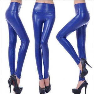 Planet Gates Blue / S Fashion Black PU Leather Leggings Pants For Female Plus Size Autumn Spring Sexy Stretch Slim Skinny Legging Trousers F80