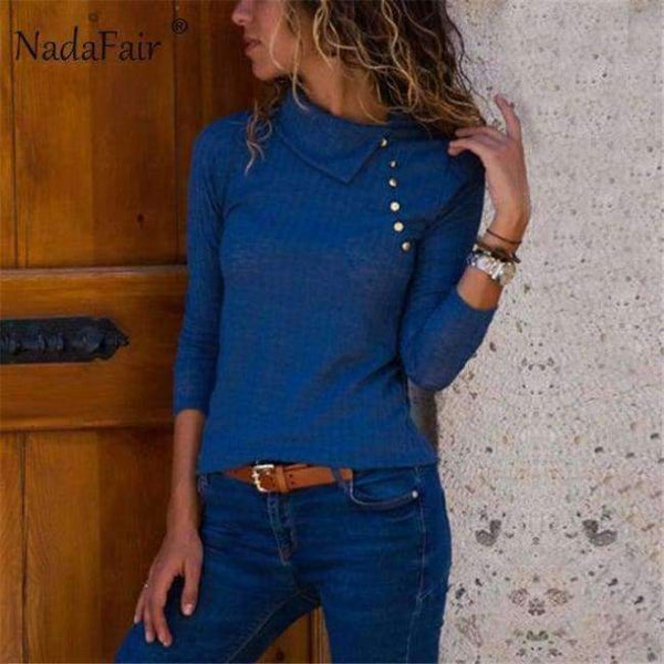 Planet Gates Blue / S Fashion Long Sleeve Casual Sweater Women Autumn Winter Knitted Wrap Pullovers Female Warm Jumpers Basic Sweaters