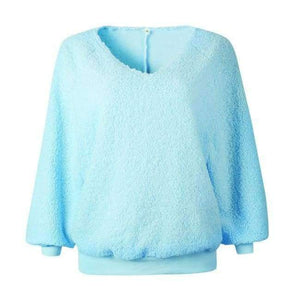 Planet Gates Blue / S Loose V Neck Autumn Sweaters Women Plain Color Casual Long Sleeve Winter Pullover Sweaters Red Knitted Jumpers Female