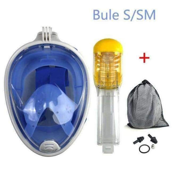 Planet Gates Blue S M Full Face Snorkeling Mask Set Diving Underwater Swimming Training Scuba Mergulho Snorkeling Mask For Gopro Camera