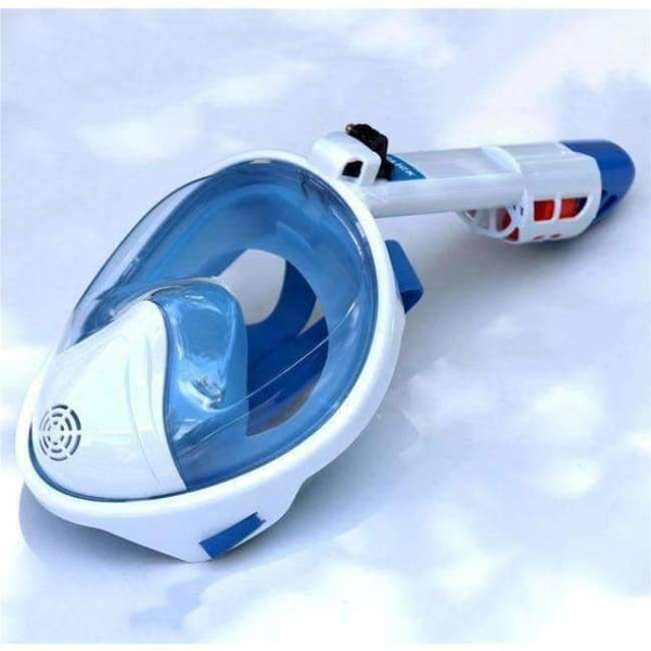 Full Face Snorkeling Masks Panoramic View Anti-Fog Anti-Leak Swimming Snorkel Scuba Underwater Diving Mask Gopro Compatible - Blue / S/m