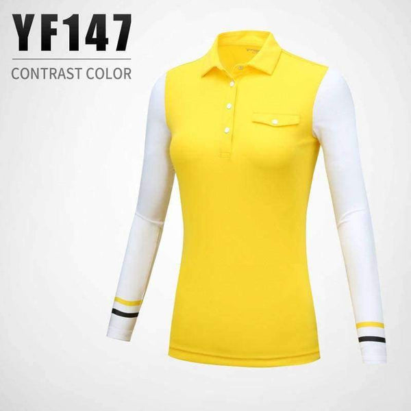 Planet Gates Blue / S New Arrival PGM Golf Lady Long Sleeved T Sun Protection Bottoming Coat Lady Splicing T Shirt size S-XL