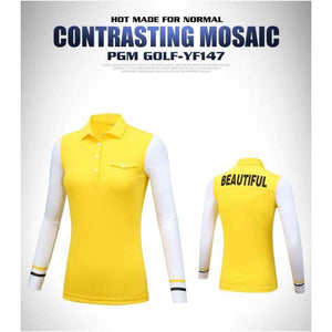 Planet Gates Blue / S New Arrival PGM Golf Lady Long Sleeved T Sun Protection Bottoming Coat Lady Splicing T Shirt size S-XL
