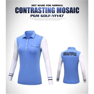Planet Gates Blue / S New Arrival PGM Golf Lady Long Sleeved T Sun Protection Bottoming Coat Lady Splicing T Shirt size S-XL