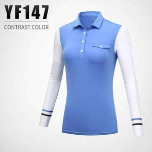 Planet Gates Blue / S New Arrival PGM Golf Lady Long Sleeved T Sun Protection Bottoming Coat Lady Splicing T Shirt size S-XL