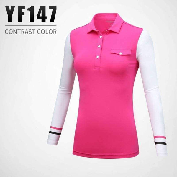 Planet Gates Blue / S New Arrival PGM Golf Lady Long Sleeved T Sun Protection Bottoming Coat Lady Splicing T Shirt size S-XL
