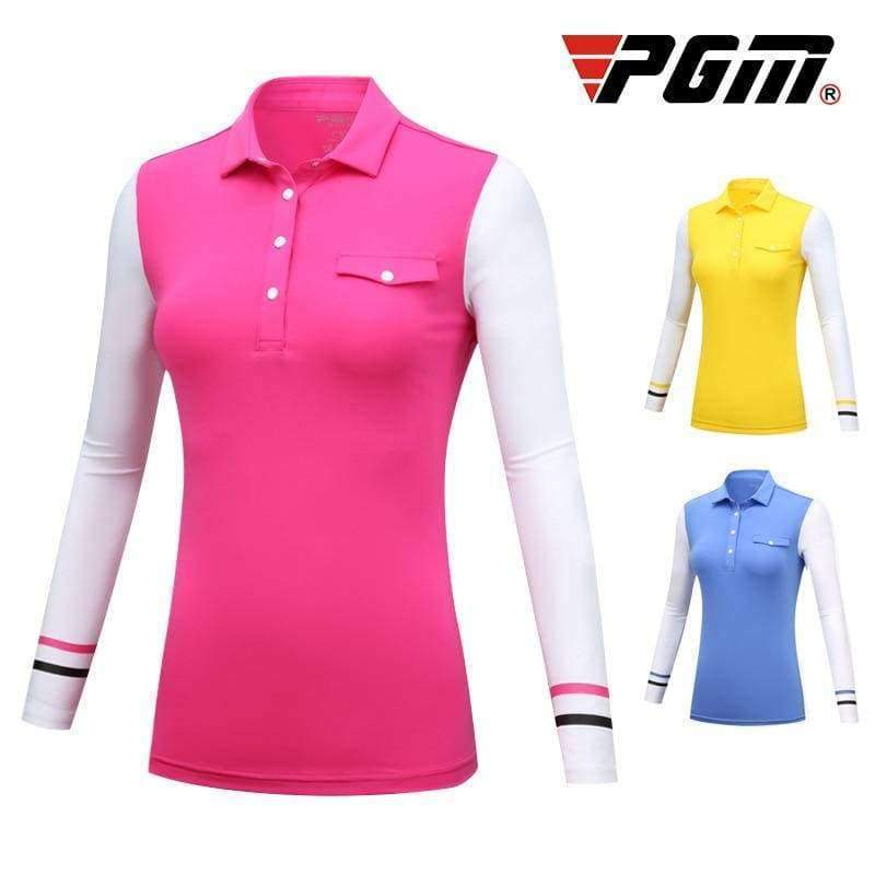 Planet Gates Blue / S New Arrival PGM Golf Lady Long Sleeved T Sun Protection Bottoming Coat Lady Splicing T Shirt size S-XL