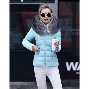 Planet Gates blue / S New Fashion Winter Jacket Women Fake Raccoon Fur Collar Winter Coat Women Parkas Warm Down Jacket Female outerwear