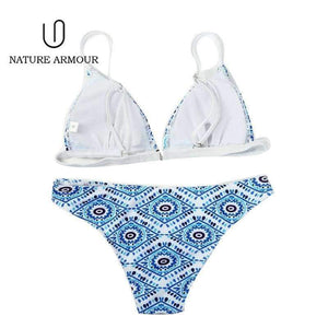 Planet Gates Blue / S New stripe sexy swimsuit print swimwear beach swimming suit for women bikini push up swimwear women