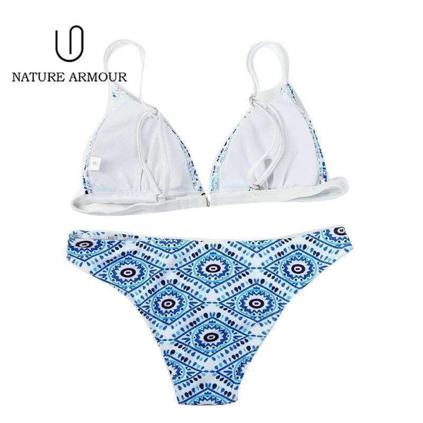 Planet Gates Blue / S New stripe sexy swimsuit print swimwear beach swimming suit for women bikini push up swimwear women