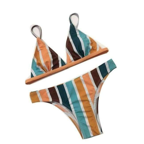 Planet Gates Blue / S New stripe sexy swimsuit print swimwear beach swimming suit for women bikini push up swimwear women