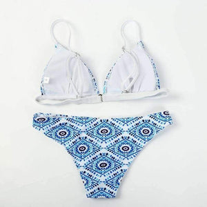 Planet Gates Blue / S New stripe sexy swimsuit print swimwear beach swimming suit for women bikini push up swimwear women