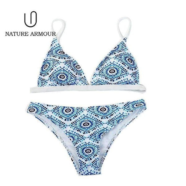 Planet Gates Blue / S New stripe sexy swimsuit print swimwear beach swimming suit for women bikini push up swimwear women