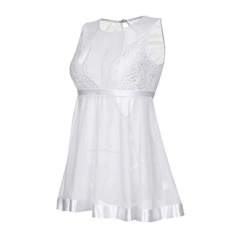 Planet Gates Blue / S New Style Fashion Women Sexy Lace Transparent Mesh Underwear Babydoll Sleepwear Intimate Full Slips S-XL