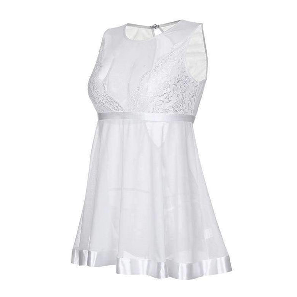 Planet Gates Blue / S New Style Fashion Women Sexy Lace Transparent Mesh Underwear Babydoll Sleepwear Intimate Full Slips S-XL