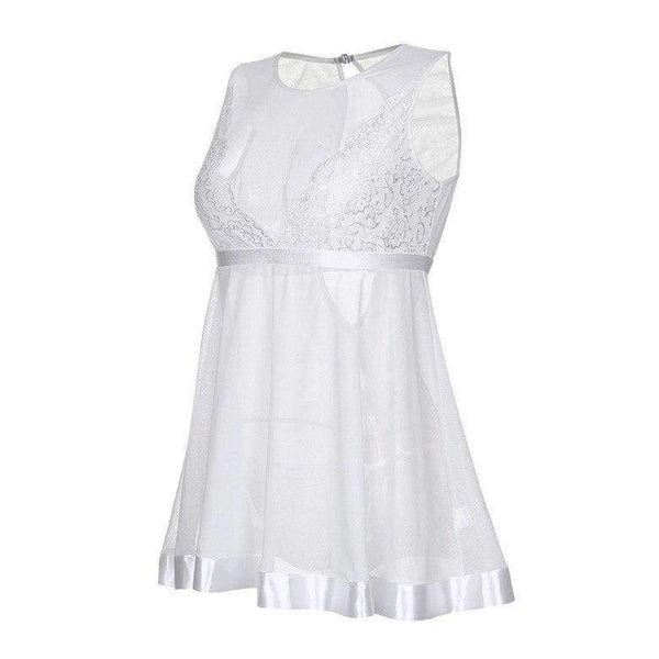 Planet Gates Blue / S New Style Fashion Women Sexy Lace Transparent Mesh Underwear Babydoll Sleepwear Intimate Full Slips S-XL