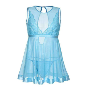 Planet Gates Blue / S New Style Fashion Women Sexy Lace Transparent Mesh Underwear Babydoll Sleepwear Intimate Full Slips S-XL