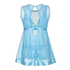 Planet Gates Blue / S New Style Fashion Women Sexy Lace Transparent Mesh Underwear Babydoll Sleepwear Intimate Full Slips S-XL