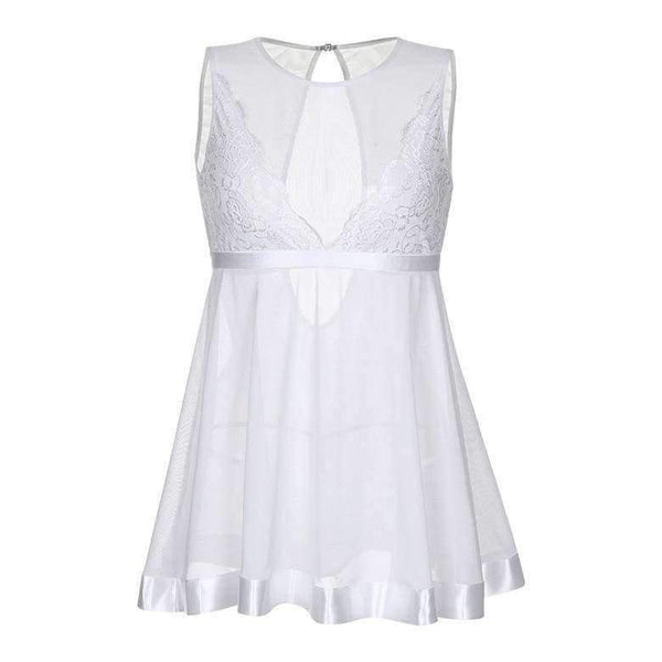 New Style Fashion Women Sexy Lace Transparent Mesh Underwear Babydoll Sleepwear Intimate Full Slips S-XL