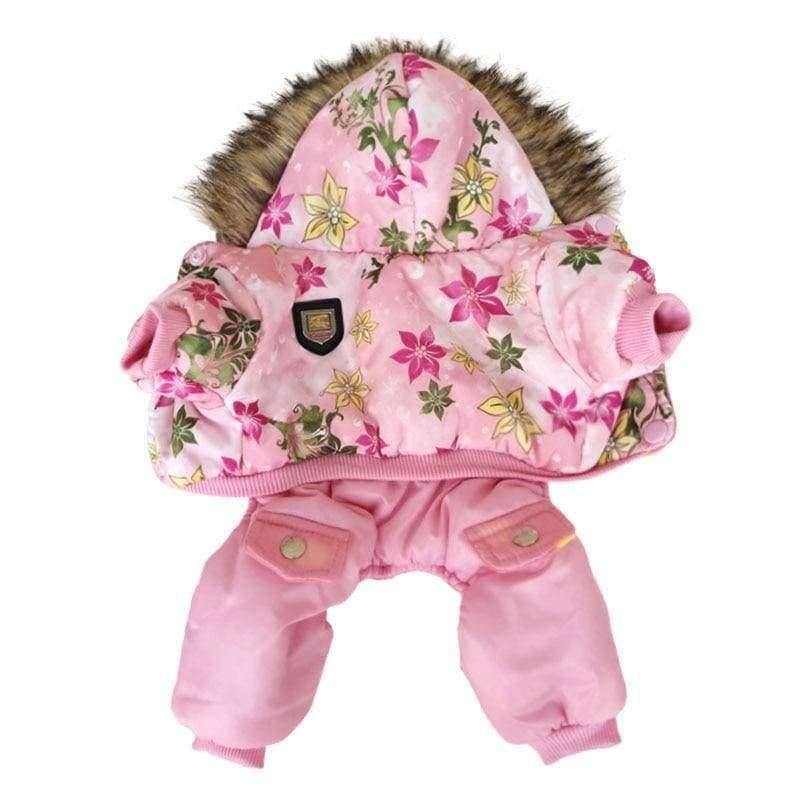 Planet Gates Blue / S Quality Flower Pattern Hooded Pet Dogs Winter Coat  Thickness Dogs Clothes S to Xl New Dogs Clothing