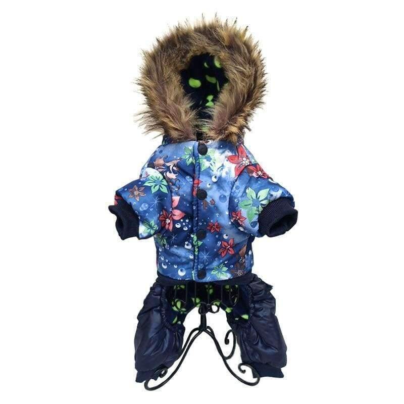 Planet Gates Blue / S Quality Flower Pattern Hooded Pet Dogs Winter Coat  Thickness Dogs Clothes S to Xl New Dogs Clothing