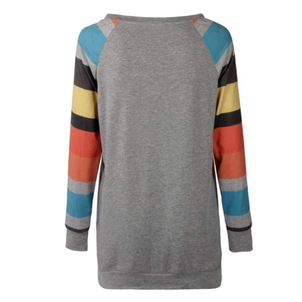 Planet Gates Blue / S Spring Autumn Tee Shirt Women Long Sleeve O Neck Striped Patchwrork T-Shirt Casual Loose Soft Warm Slim Tee Tops