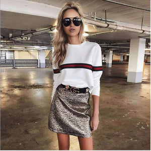 Planet Gates Blue / S Stripe Summer Autumn T Shirt Femme Causal T Shirt Women Top Female T Shirt Long Sleeve White T-shirt Woman Tshirt Top