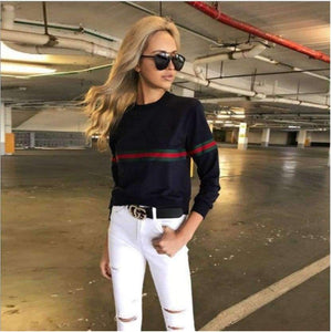 Planet Gates Blue / S Stripe Summer Autumn T Shirt Femme Causal T Shirt Women Top Female T Shirt Long Sleeve White T-shirt Woman Tshirt Top