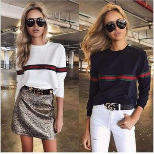 Planet Gates Blue / S Stripe Summer Autumn T Shirt Femme Causal T Shirt Women Top Female T Shirt Long Sleeve White T-shirt Woman Tshirt Top