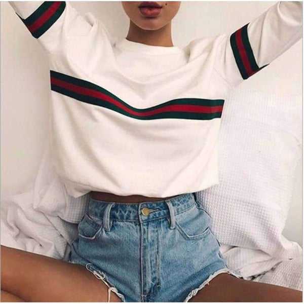 Planet Gates Blue / S Stripe Summer Autumn T Shirt Femme Causal T Shirt Women Top Female T Shirt Long Sleeve White T-shirt Woman Tshirt Top