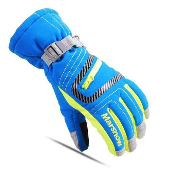 Planet Gates Blue / S Winter Professional Ski Gloves Girls Boys Adult Waterproof Warm Gloves Snow Kids Windproof Skiing Snowboard Gloves
