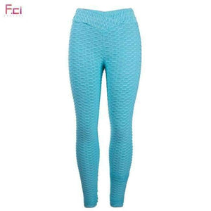 Planet Gates Blue / S Women Fashion Bubble Waffle Leggings V Shape Waistband Flaws Textured Pants  Scrunch Butt Pants Workout Sexy Leggings