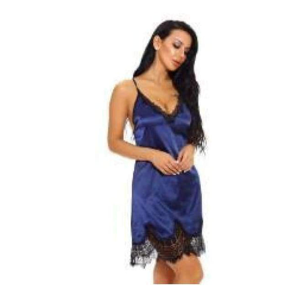 Planet Gates blue / S Women Sexy Nightgown Lace Lingerie Sleepwear Deep V-Neck Home Dress femme intimates sexy