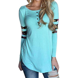 Planet Gates Blue / S Women Tops Casual Female T-Shirt Ladies Long Sleeve Tees Flower Printed Shirts O-Neck Slim Women Blusas WS1550C