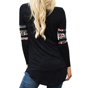 Planet Gates Blue / S Women Tops Casual Female T-Shirt Ladies Long Sleeve Tees Flower Printed Shirts O-Neck Slim Women Blusas WS1550C