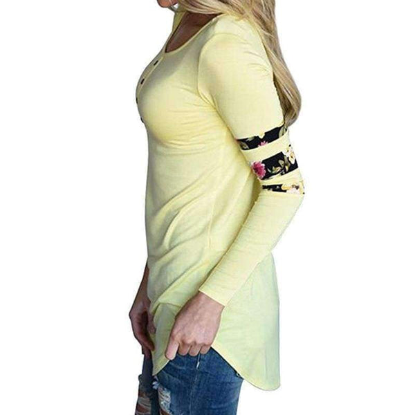 Planet Gates Blue / S Women Tops Casual Female T-Shirt Ladies Long Sleeve Tees Flower Printed Shirts O-Neck Slim Women Blusas WS1550C