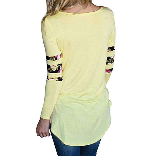 Planet Gates Blue / S Women Tops Casual Female T-Shirt Ladies Long Sleeve Tees Flower Printed Shirts O-Neck Slim Women Blusas WS1550C