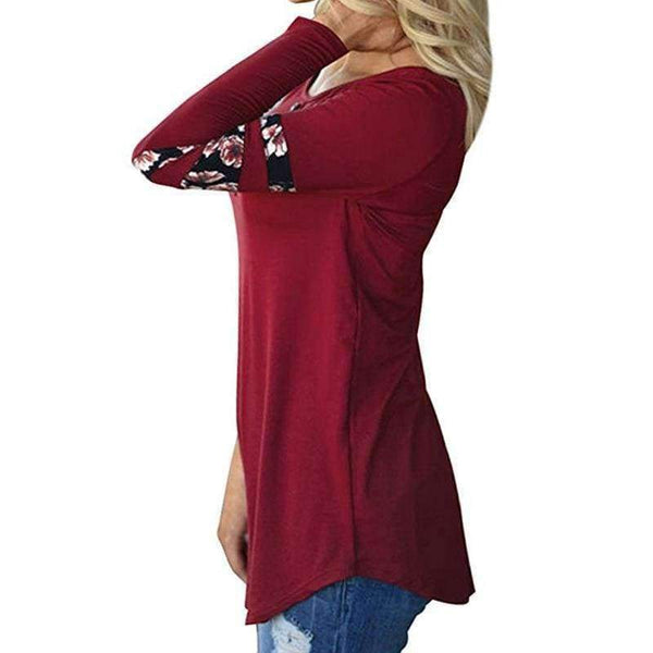 Planet Gates Blue / S Women Tops Casual Female T-Shirt Ladies Long Sleeve Tees Flower Printed Shirts O-Neck Slim Women Blusas WS1550C