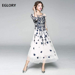 Planet Gates blue / S Womens Fashion Party Wedding Event Long Summer Dress 2018  Female Exquisite Embroidery Lace Maxi Vestido Mujer