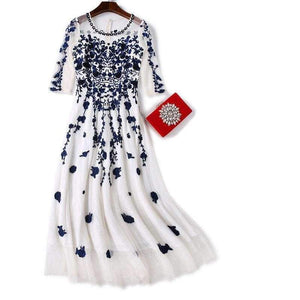 Planet Gates blue / S Womens Fashion Party Wedding Event Long Summer Dress 2018  Female Exquisite Embroidery Lace Maxi Vestido Mujer
