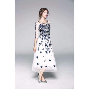 Planet Gates blue / S Womens Fashion Party Wedding Event Long Summer Dress 2018  Female Exquisite Embroidery Lace Maxi Vestido Mujer