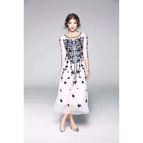 Planet Gates blue / S Womens Fashion Party Wedding Event Long Summer Dress 2018  Female Exquisite Embroidery Lace Maxi Vestido Mujer