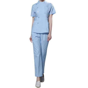 Planet Gates Blue / S Womens Nurse Medical Clothing Hospital Surgical Suits Scrubs Nursing Uniforms Beauty Salon Female Short Sleeve Coat+Pants