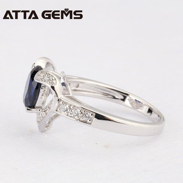 Planet Gates Blue Sapphire Silver Ring 1.5 Carats Sapphire Solid Silver Ring Brief And Fashion Design