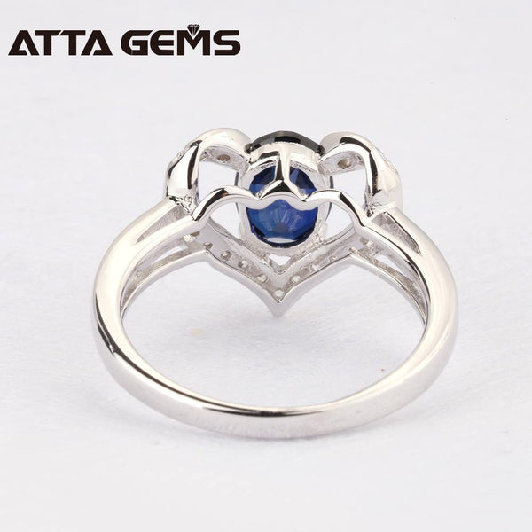 Planet Gates Blue Sapphire Silver Ring 1.5 Carats Sapphire Solid Silver Ring Brief And Fashion Design